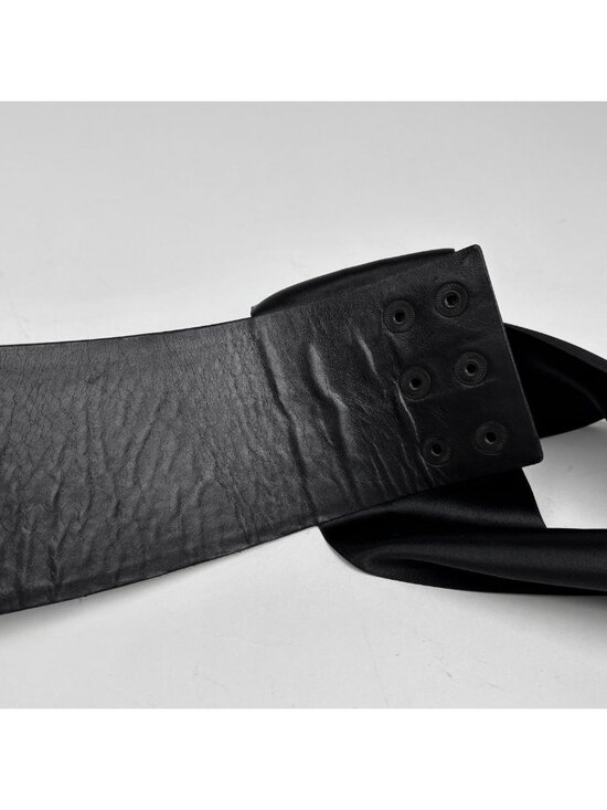 Chanel CC Logo Belt Ribbon Sash Fabric Leather Black main image 4